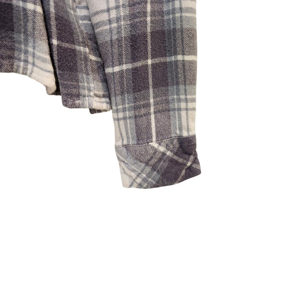 Altar'd State Long Sleeve Blouse Flannel Top Pullover Casual Plaid Purple Small - Picture 9 of 13